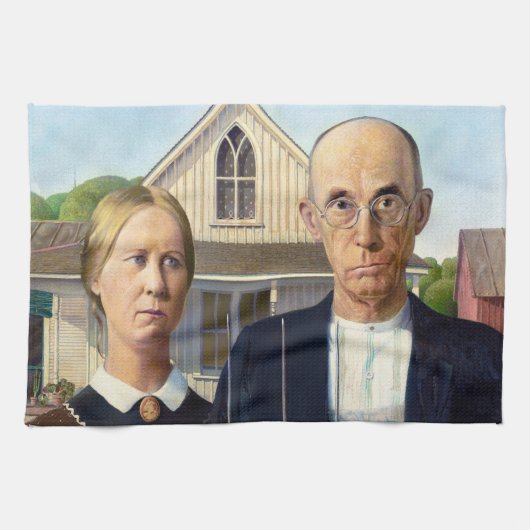 Amerikaans gotisch Klassiek schilderen Grant Wood Theedoek (Horizontaal)