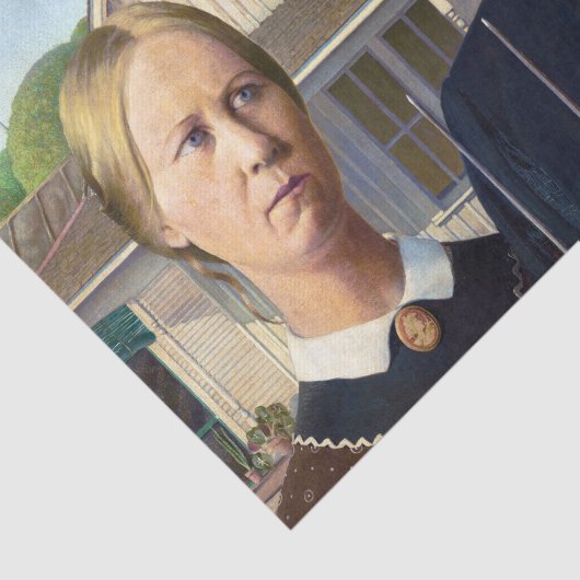 Amerikaans gotisch Klassiek schilderen Grant Wood Tissuepapier (Detail)