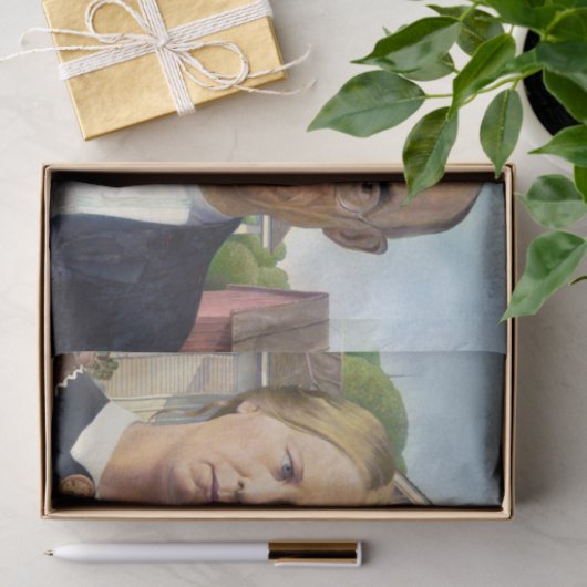 Amerikaans gotisch Klassiek schilderen Grant Wood Tissuepapier (Geschenk)