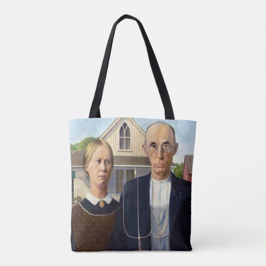 Amerikaans gotisch Klassiek schilderen Grant Wood Tote Bag (Achterkant)