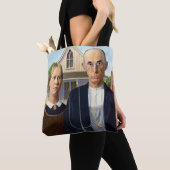 Amerikaans gotisch Klassiek schilderen Grant Wood Tote Bag (Dichtbij)