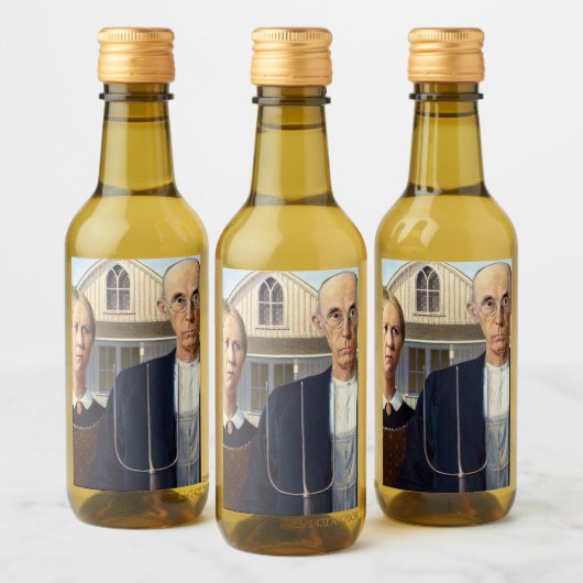 Amerikaans gotisch Klassiek schilderen Grant Wood Wijn Etiket (Flessen)