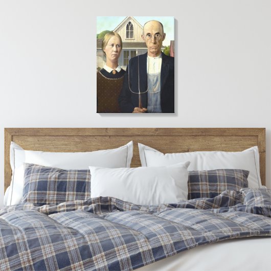 Amerikaans Gotisch schilderen door Grant Wood op C Canvas Afdruk (Insitu (Slaapkamer))