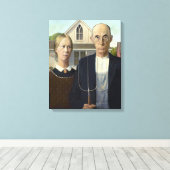 Amerikaans Gotisch schilderen door Grant Wood op C Canvas Afdruk (Insitu (Houten vloer))