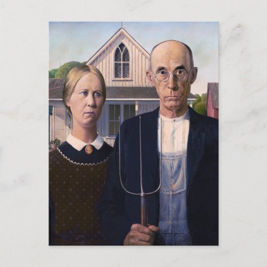Amerikaans gotisch schilderij van Grant Wood Briefkaart (Voorkant)
