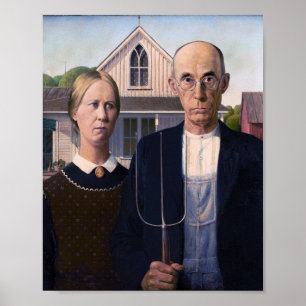 Amerikaans gotisch schilderij van Grant Wood Poster