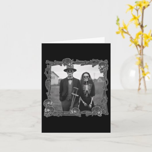 Amerikaans gotisch skelet Halloween kostuum Kaart (Gele Bloem)