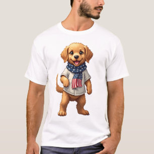 Amerikaans Gouden Puppy Vintage Patriottisch Shirt