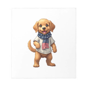 Amerikaans Gouden Puppy Vintage Patriottisch Shirt Notitieblok