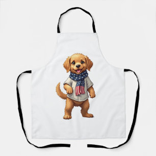 Amerikaans Gouden Puppy Vintage Patriottisch Shirt Schort