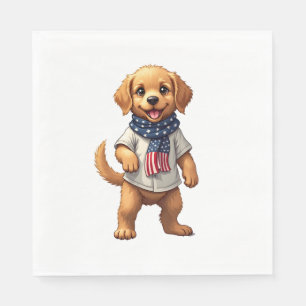 Amerikaans Gouden Puppy Vintage Patriottisch Shirt Servet