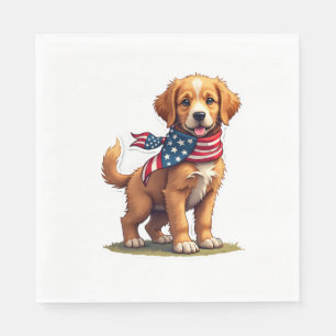 Amerikaans Gouden Puppy Vintage Patriottisch Shirt Servet