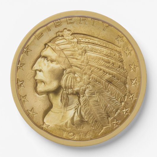 Amerikaans goudstuk papieren bordje (Voorkant)
