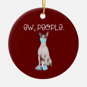 Amerikaans hairless Terrier Ew People Dog Wearing Keramisch Ornament