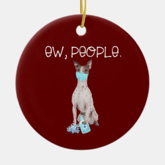 Amerikaans hairless Terrier Ew People Dog Wearing Keramisch Ornament