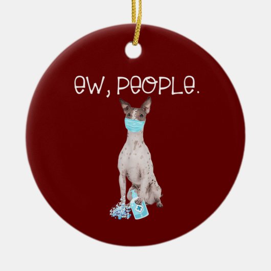 Amerikaans hairless Terrier Ew People Dog Wearing Keramisch Ornament (Voorkant)