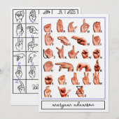 Amerikaans handalfabet bord, ASL kaart (Voorkant / Achterkant)