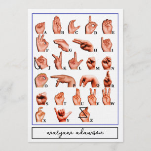 Amerikaans handalfabet bord, ASL kaart