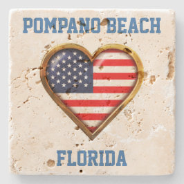 Amerikaans hart Gepersonaliseerd met uw stad en st Stenen Onderzetter