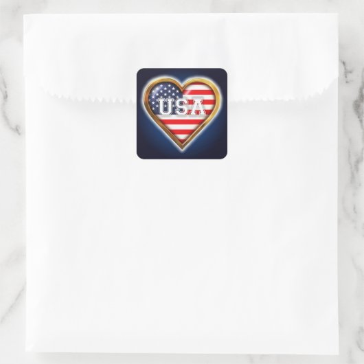 Amerikaans hart vierkante sticker (Tas)