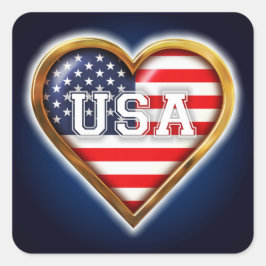 Amerikaans hart vierkante sticker