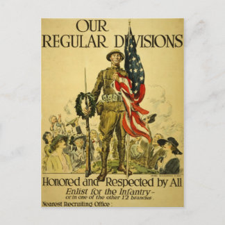 Amerikaans het aanwerven WWI posterbriefkaart Briefkaart
