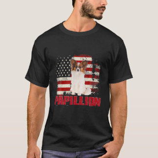 -Amerikaans Hondenliefhebber van de vlag Papillion T-shirt