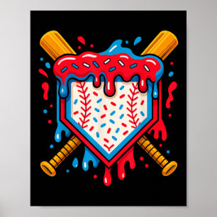 Amerikaans honkbal-druppel ijs voor jongens bal en poster
