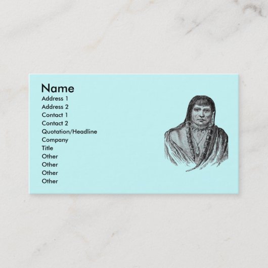 Amerikaans Indiaans Visitekaartje (Voorkant)