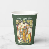 Amerikaans Indiaas geborduurd textuur bosgroen Papieren Bekers (Achterkant)