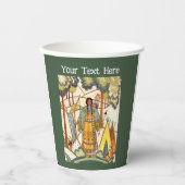 Amerikaans Indiaas geborduurd textuur bosgroen Papieren Bekers (Voorkant)