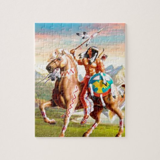 Amerikaans Indiaas Hersenbrood op paard Legpuzzel (Verticaal)