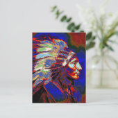 Amerikaans-Indiaas hoofdgrafisch portret Briefkaart (Staand voorkant)