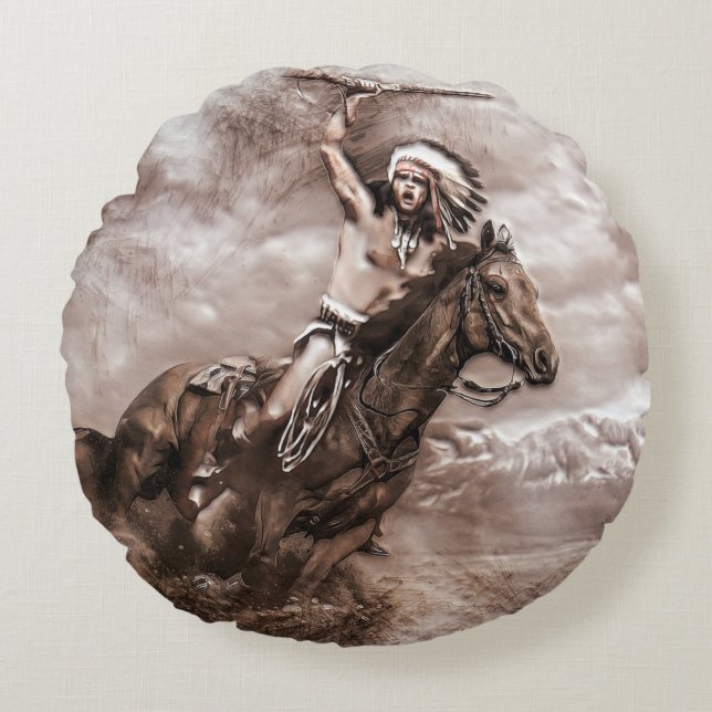 Amerikaans Indiaas ringpaard Rond Kussen (Voorkant)