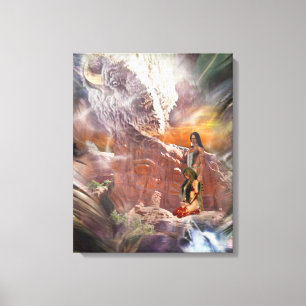 Amerikaans-Indische bruiloft-vignette Canvas Afdruk