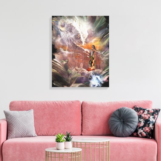 Amerikaans-Indische bruiloft-vignette Canvas Afdruk (Insitu (Woonkamer))