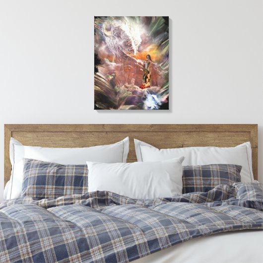 Amerikaans-Indische bruiloft-vignette Canvas Afdruk (Insitu (Slaapkamer))