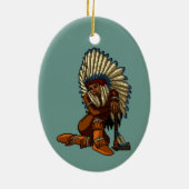 Amerikaans-Indische Vrouw, doezelaar Tomahawk Pixe Keramisch Ornament (Achterkant)
