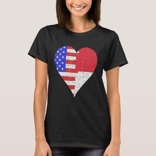 Amerikaans Indonesisch vlaggeschut T-shirt (Voorkant)