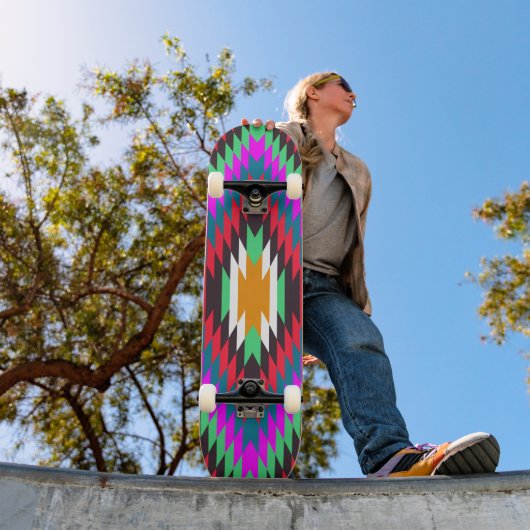 Amerikaans inheems motief indie geometrisch patroo persoonlijk skateboard (Buiten 1)