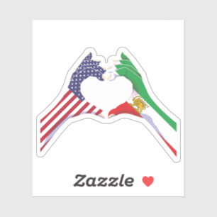 Amerikaans-Iraanse Eenheid Hart met Leeuw en Zon Sticker