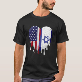 Amerikaans Israëlisch erfgoed Maand Israel Flag He T-shirt