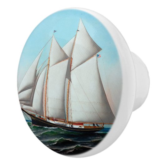 Amerikaans jacht door Antonio Jacobsen Keramische Knop (Rechts)
