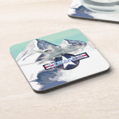 Amerikaans Jet Plane vliegt over de Rocky Mountain Drankjes Onderzetter (Linkerzijde)