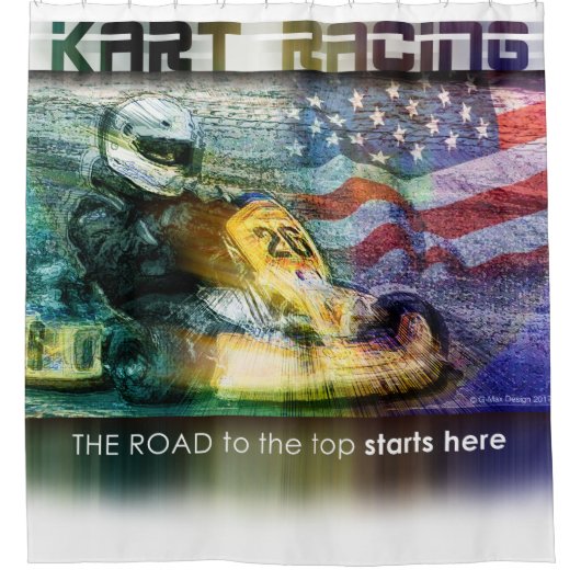 Amerikaans Karting Douchegordijn (Voorkant)