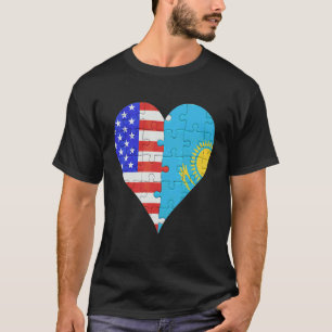Amerikaans-Kazachstaanse vlaggenheart T-shirt