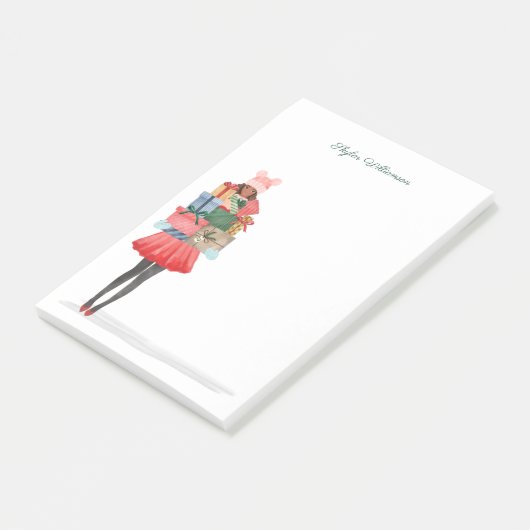 Amerikaans kerstmeisje met Cadeaus Post-it® Notes (Schuin)