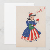 Amerikaans kerstmeisje met patriot Feestdagenkaart (Voorkant / Achterkant)