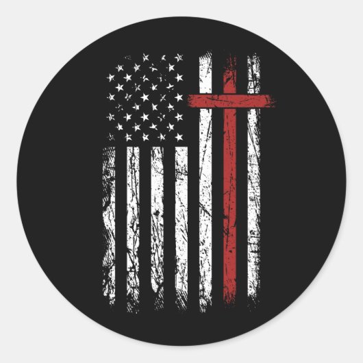 Amerikaans kerstvioolpatriottisch vierkant met vla ronde sticker (Voorkant)