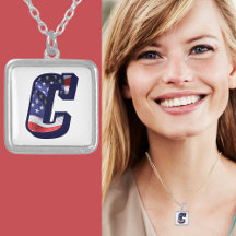 Amerikaans Ketting met de vlag "C" zilver geplatee